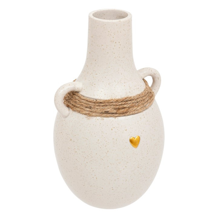 Vase céramique blanc avec corde FLO h22