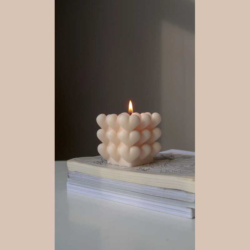 Bougie cube coeur peach 