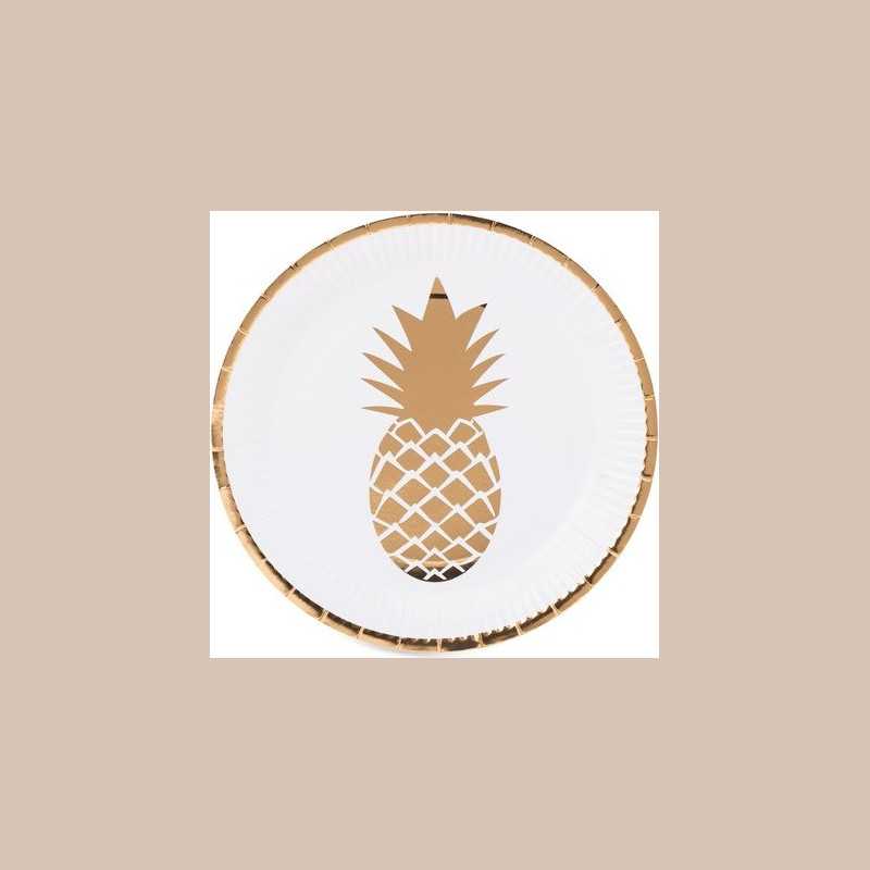 8 assiettes ananas or 23cm