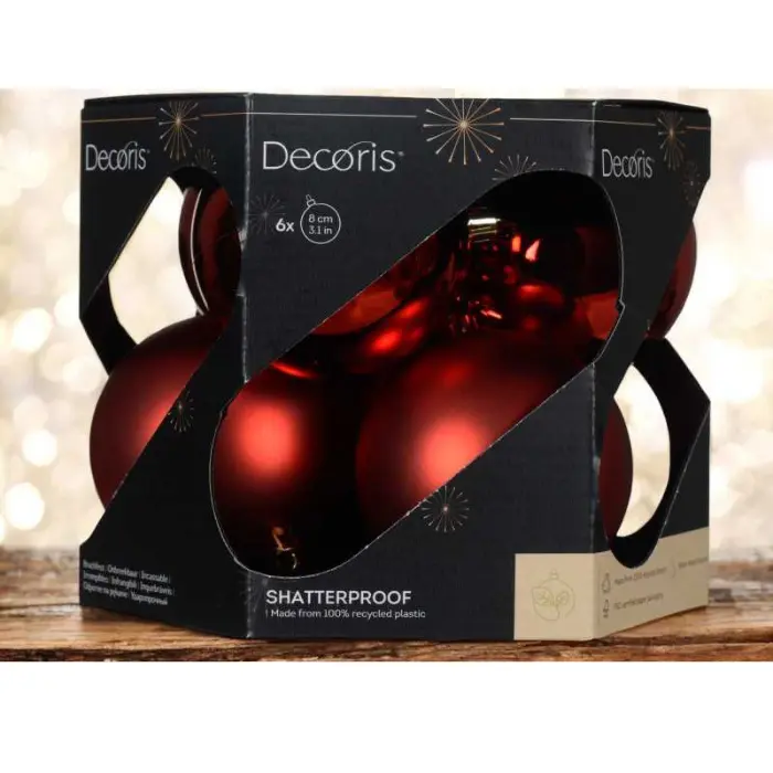 Boules incassables brillant rouge x6