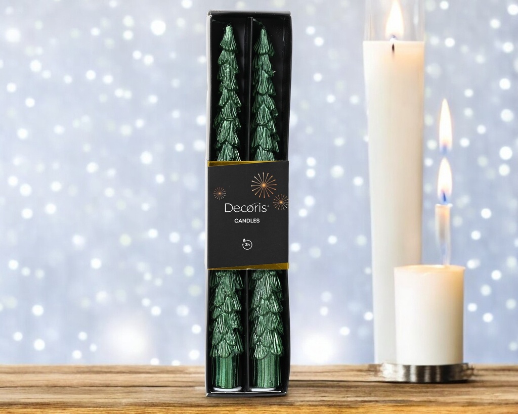 Bougie cierge longue paraffine bougie longue sapin metallique