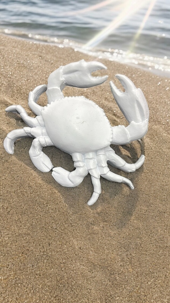 Animal de mer 14cm blanc crabe