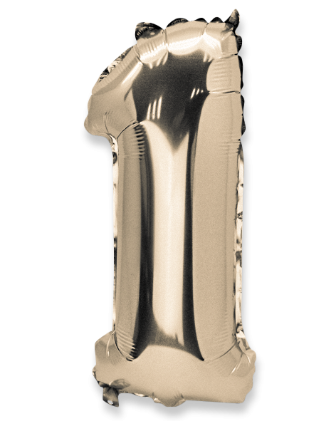 Ballon mylar or 36cm chiffre 1 paille incluse