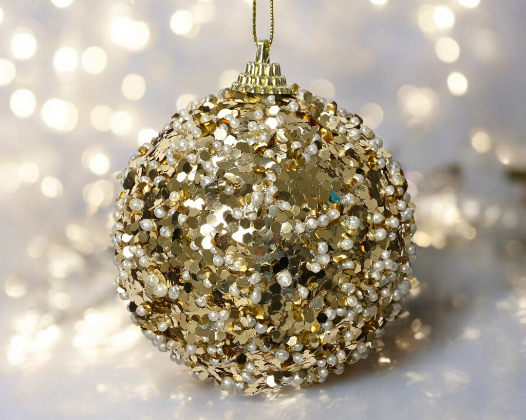 Boule mousse perles rocaille et sequins 