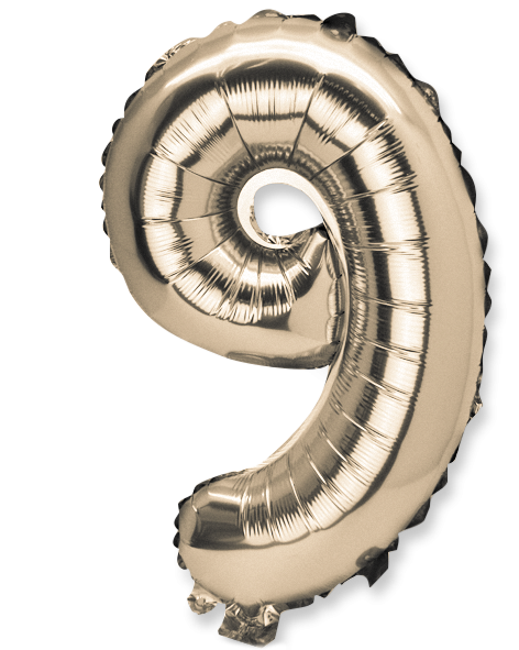  ballon metal or 36cm chiffre 9