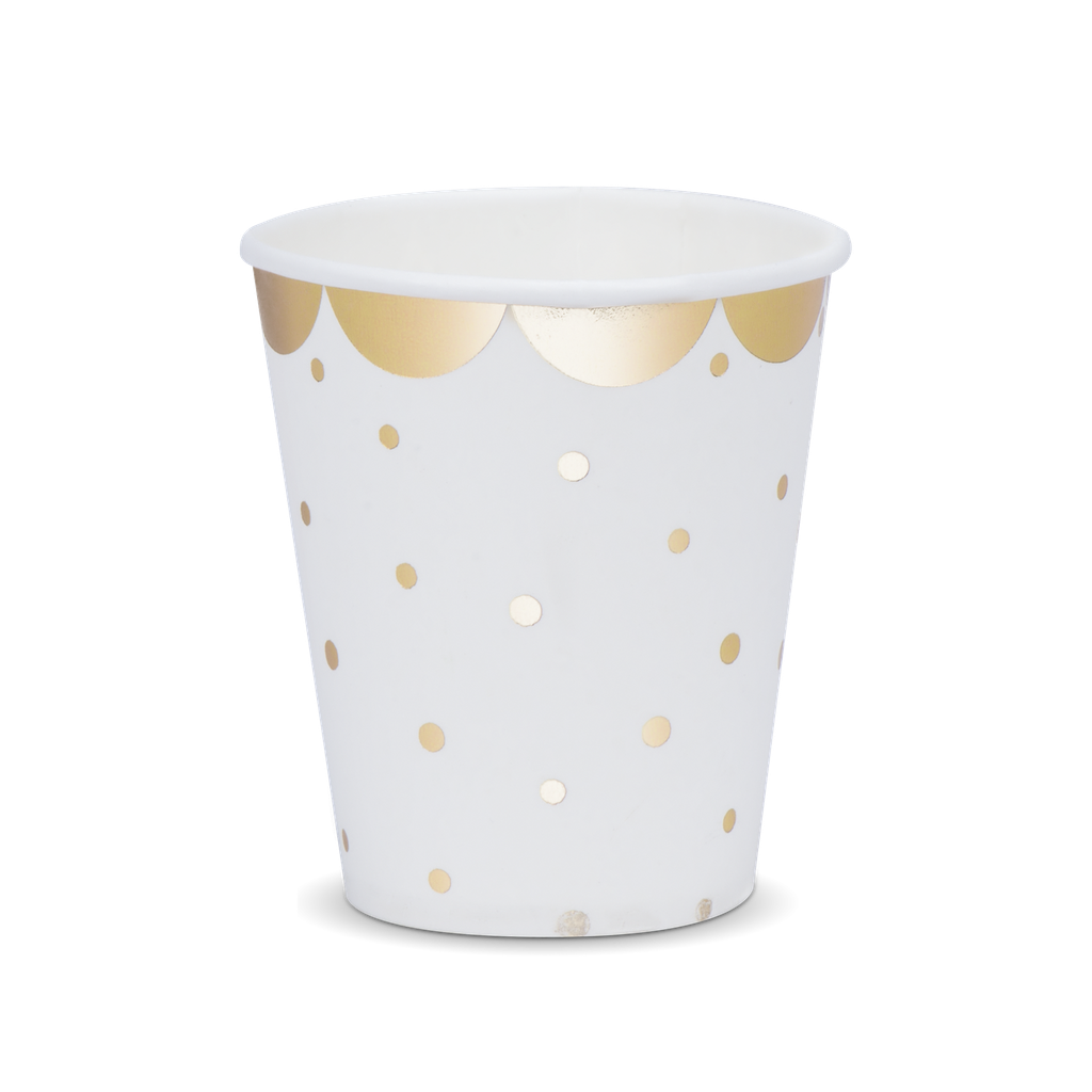 8 gobelets pois et festons dores