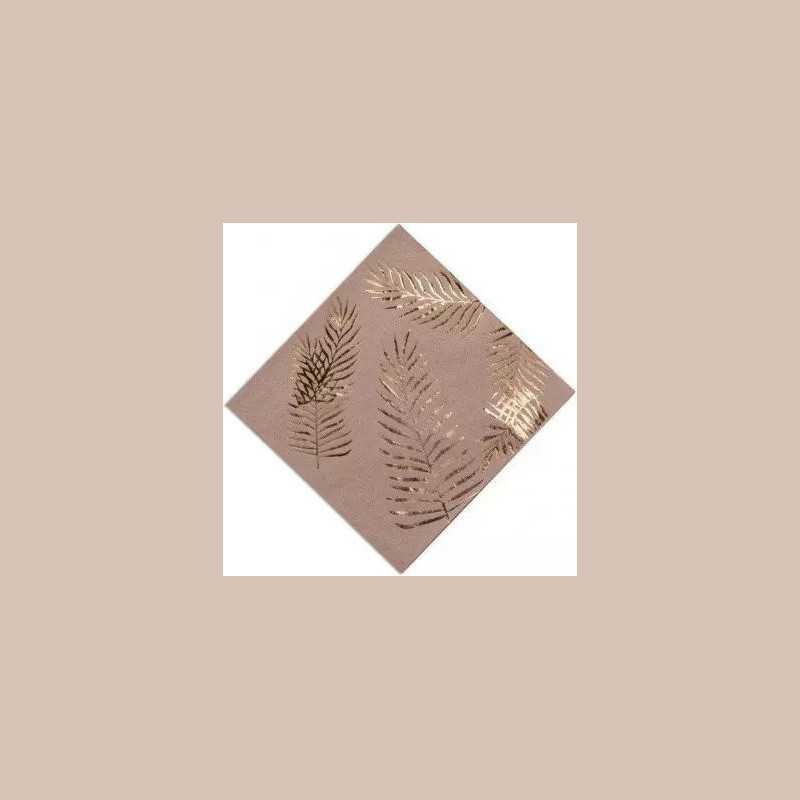 Serviettes x20 kraft/feuilles dores