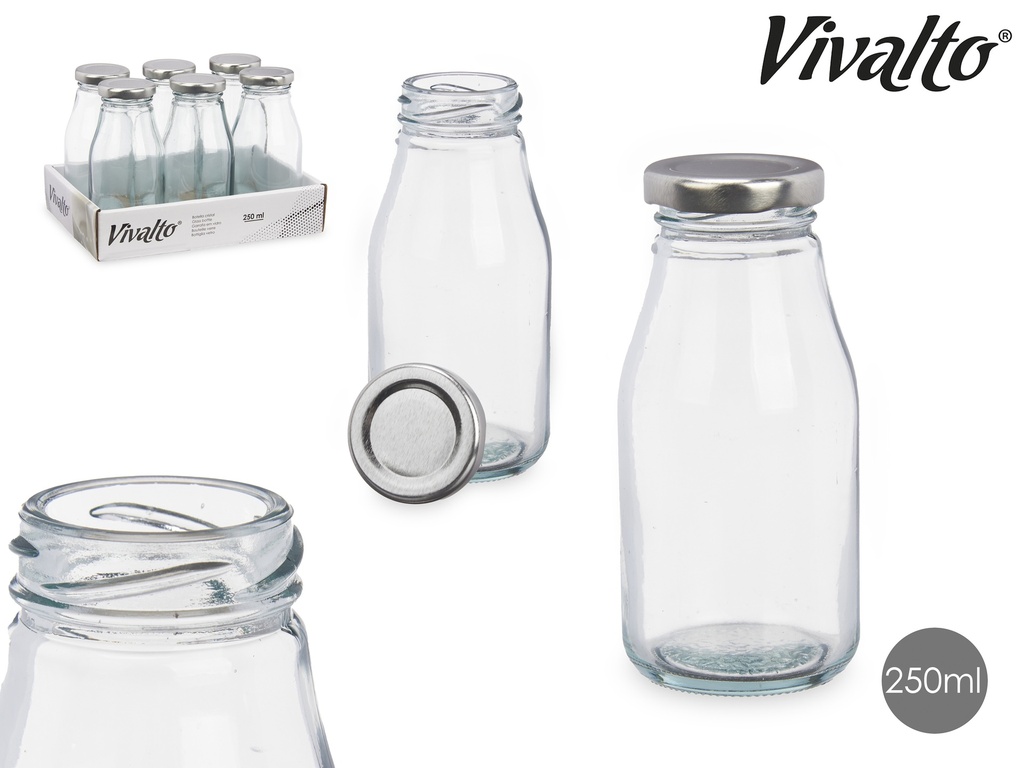 Bouteille verre mini couvercle argent 25