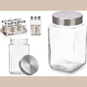 Bocaux verre cuadr 1l couvercle acier
