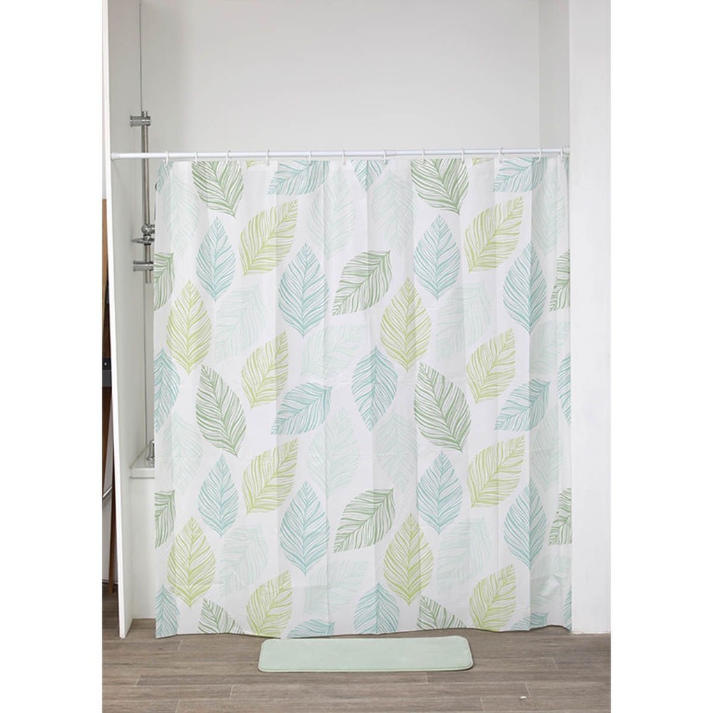 Rideau de douche peva 180x180 cm/12 anneaux blanc - garden party