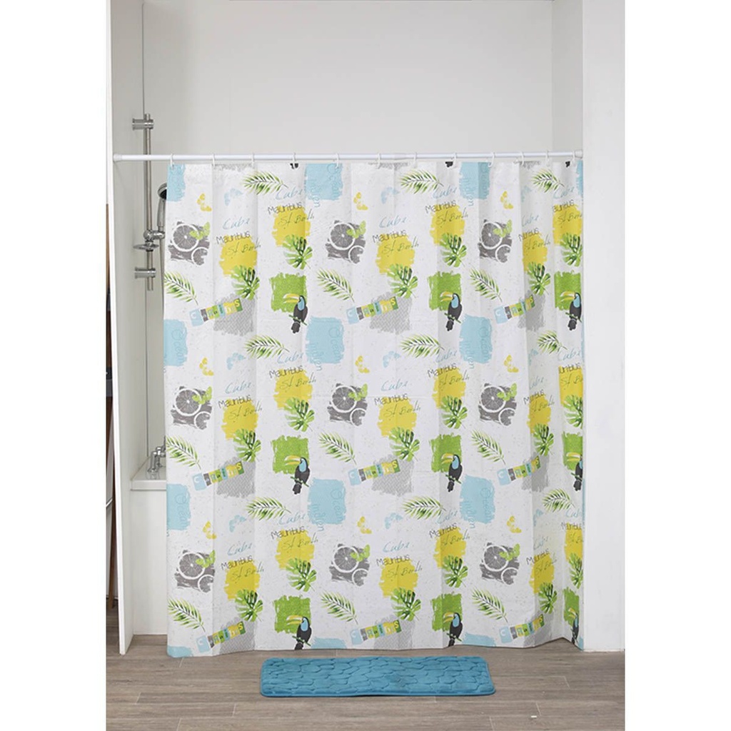 Rideau de douche peva 180x180 cm/12 anneaux blanc - marina