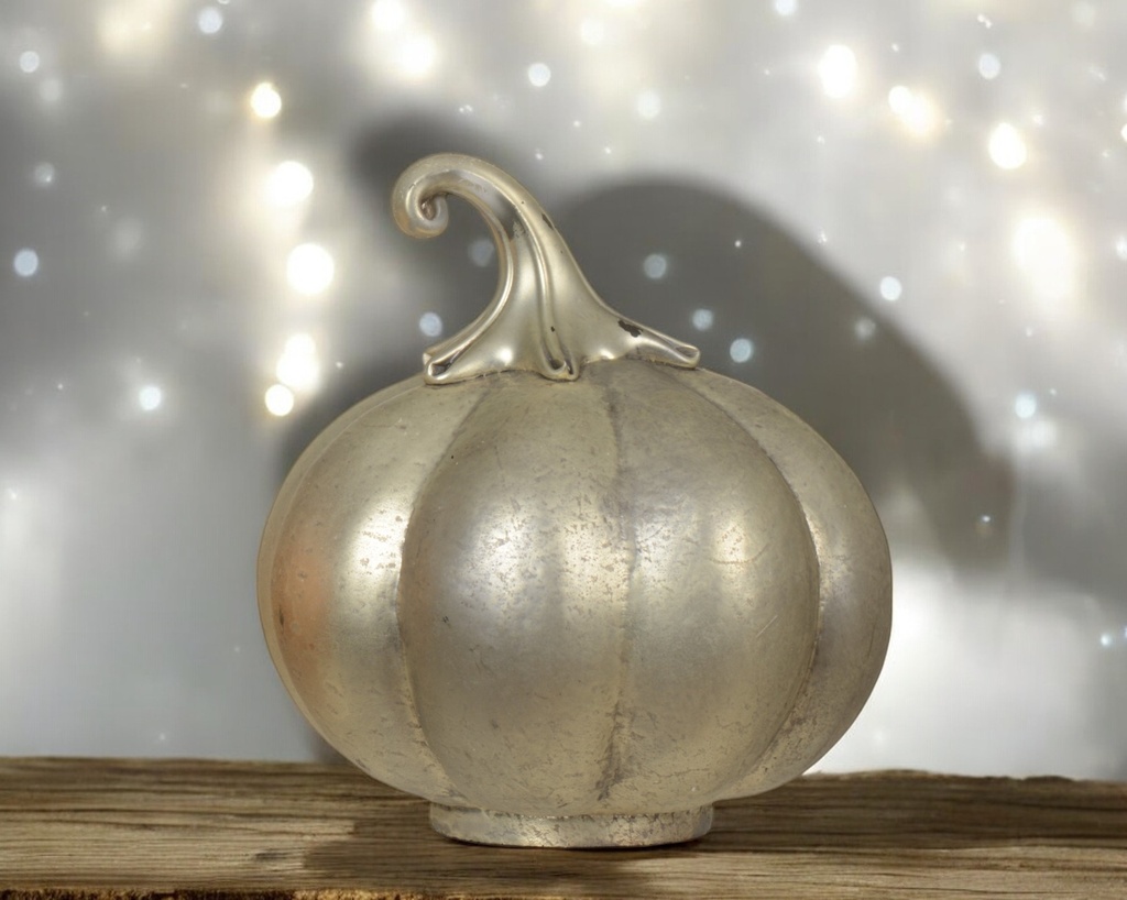 Citrouille en verre mat argente 9cm