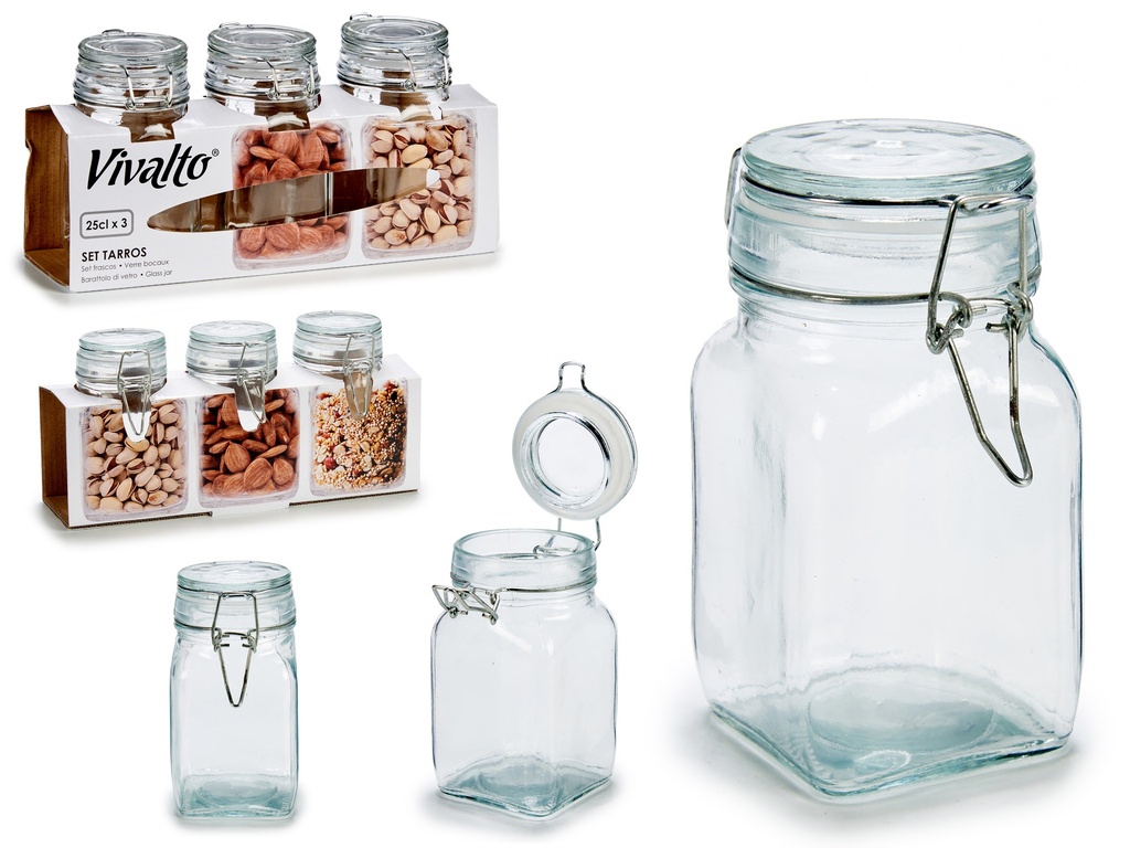 Set 3 pots couvercle hermetique 250 ml