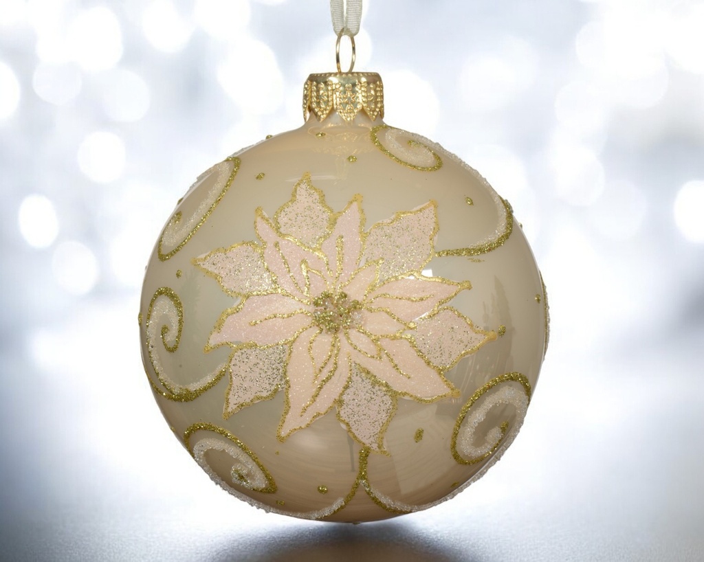 Boule verre email poinsettia 