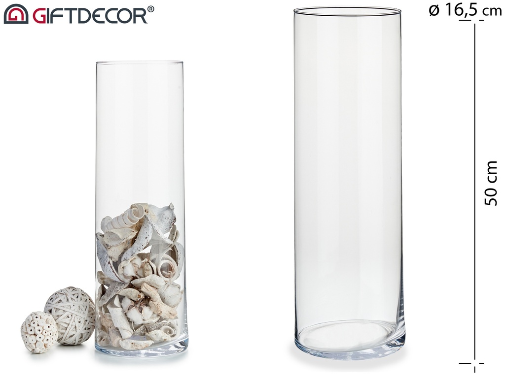 Vase verre cylindre haute 50 cm