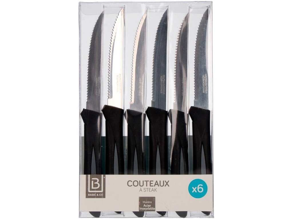 Lot de 6 couteaux a steak design gris