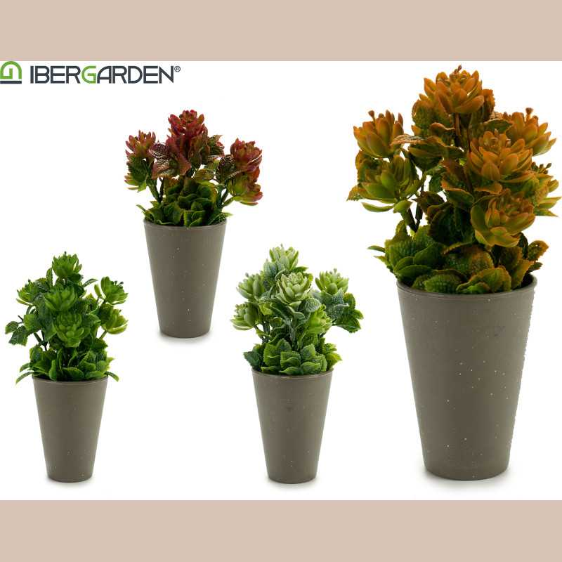Pot de fleurs conique gris plante assort