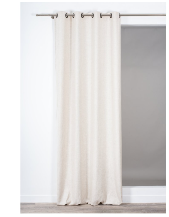 Rideau romeo ivoire 8 oeil  micro motifs helice poly lin px 135x260 