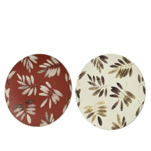 Assiette d  pp cuir pu feuilles  wh