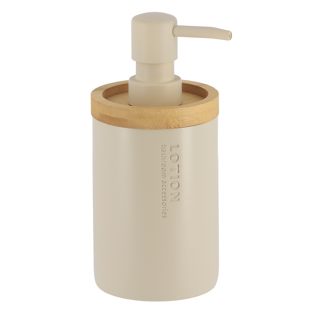 Distributeur a savon polyresine 280 ml - beige/bambou