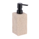 Distributeur a savon 260 ml polyresine carre effet pierre pompe noir mat - naturel