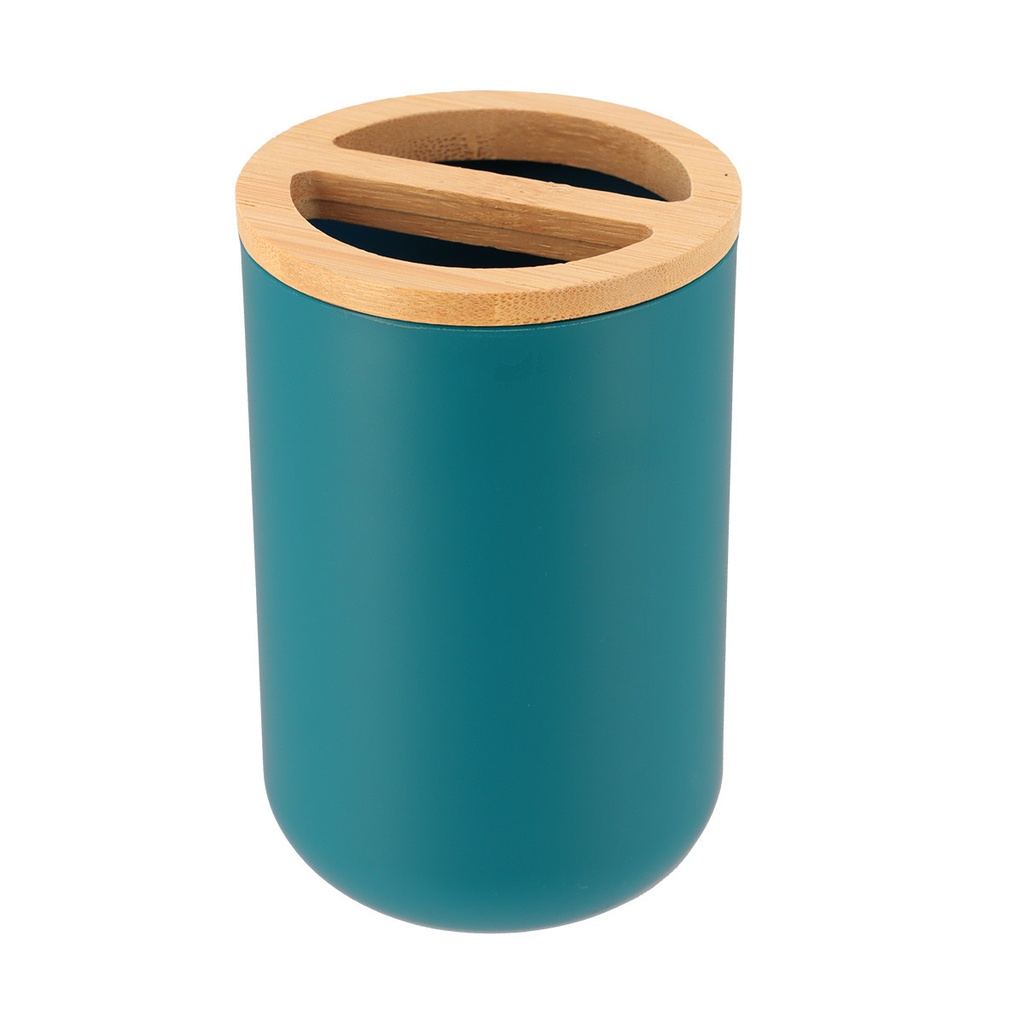 Porte brosses a dents ps/bambou - bleu/bambou