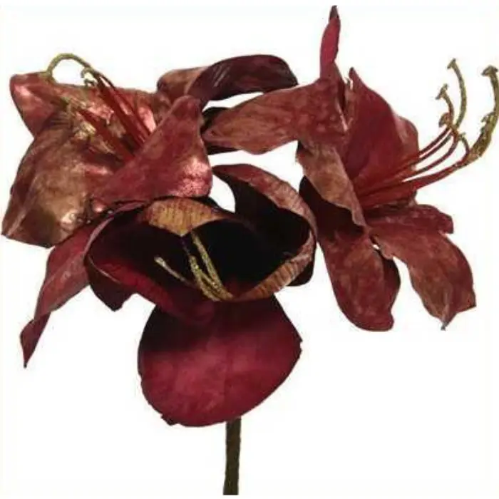 Fleur amaryllis sur tige poly. bordeaux