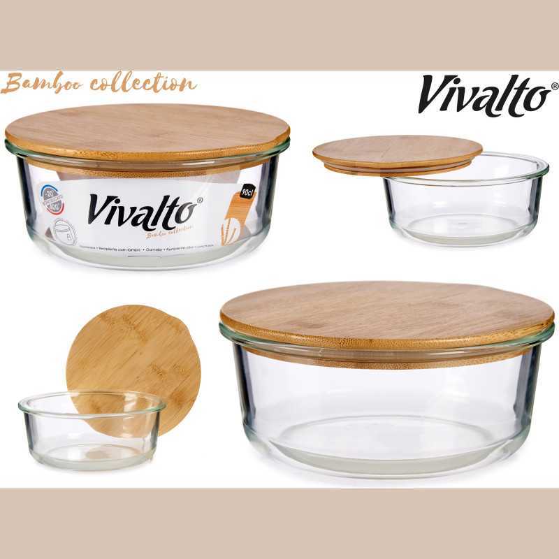 Boîte en verre rectangle + couvercle bambou