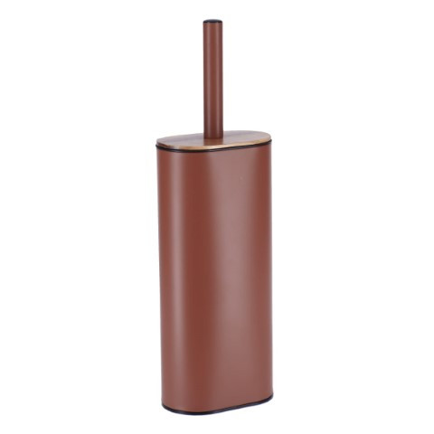 Brosse wc metal ovale et silicone plat acacia/ambre