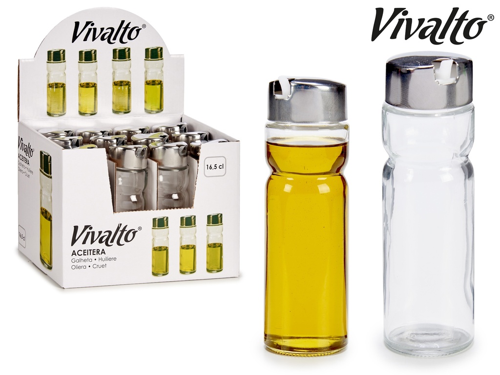Huilier verre avec bouchon metal