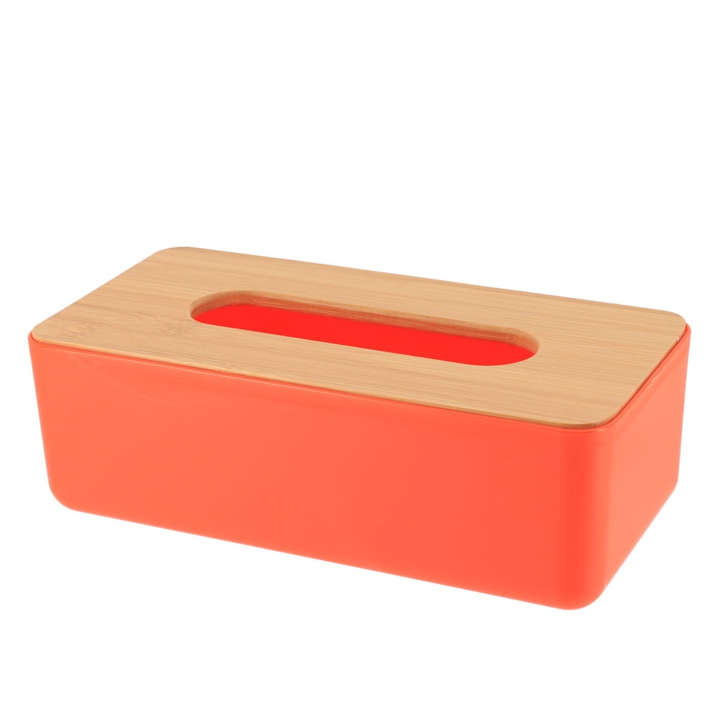 Boite a mouchoirs orange avec couvercle bambou
