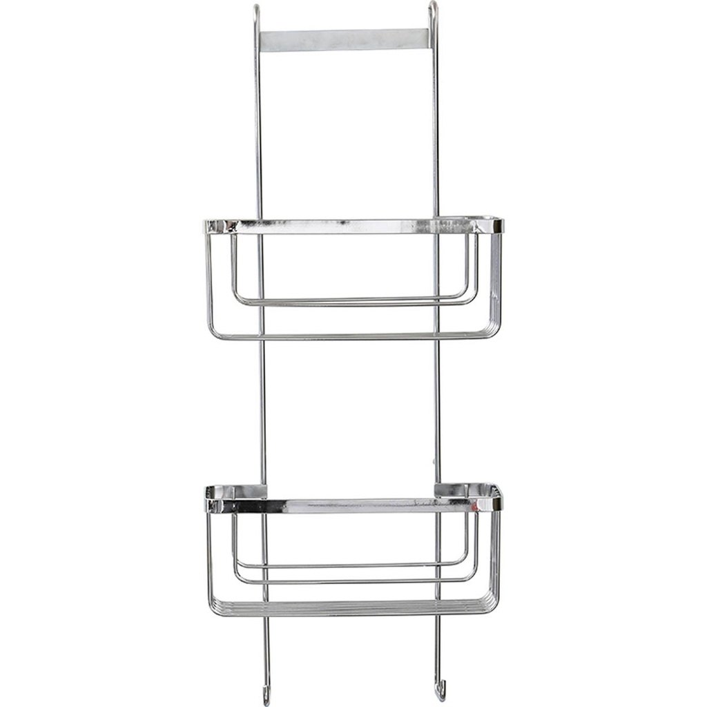 Serviteur paroi douche acier ino. 2 paniers + 2 crochets - chrome