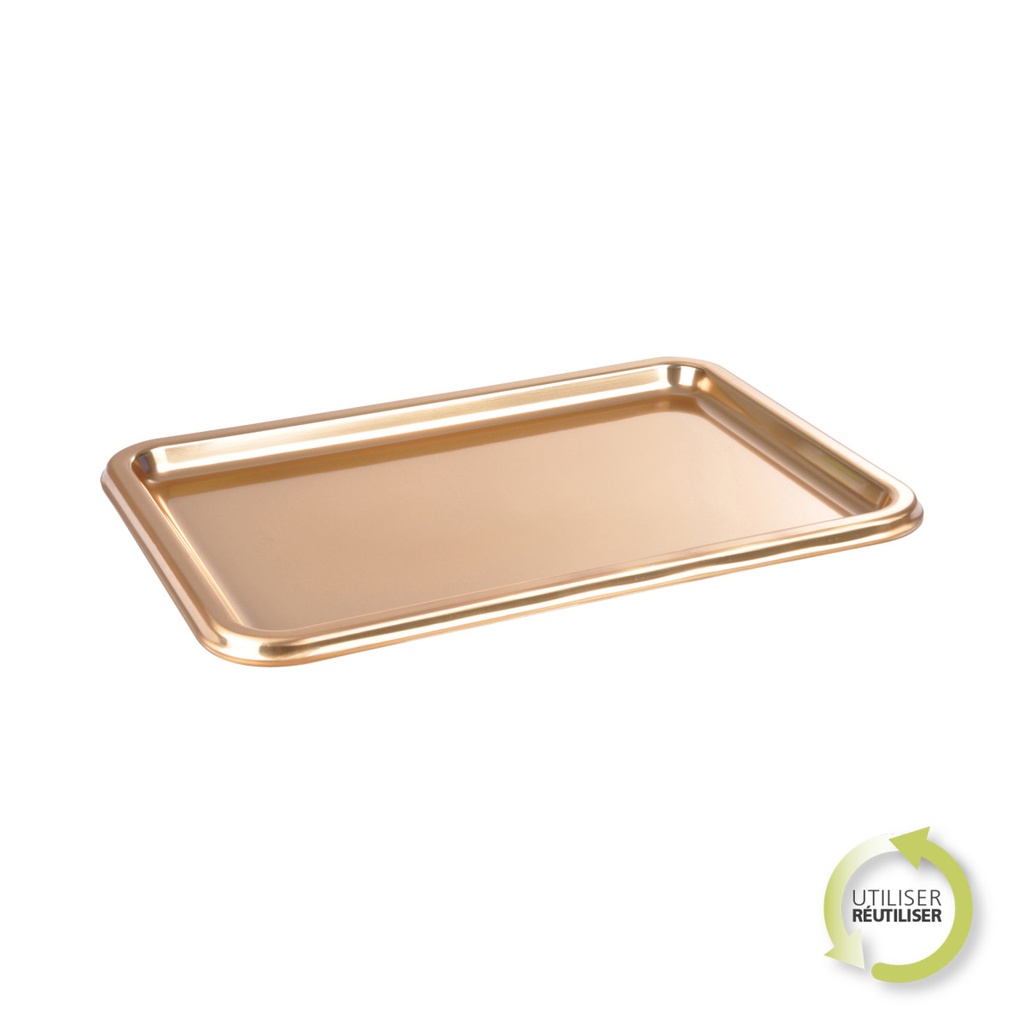 Set de 2 plateaux rectangles en pet 35*25cm or