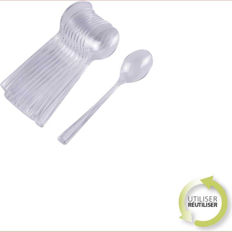 Set de 12 petites cuilleres reutilisables en ps transparent h13cm