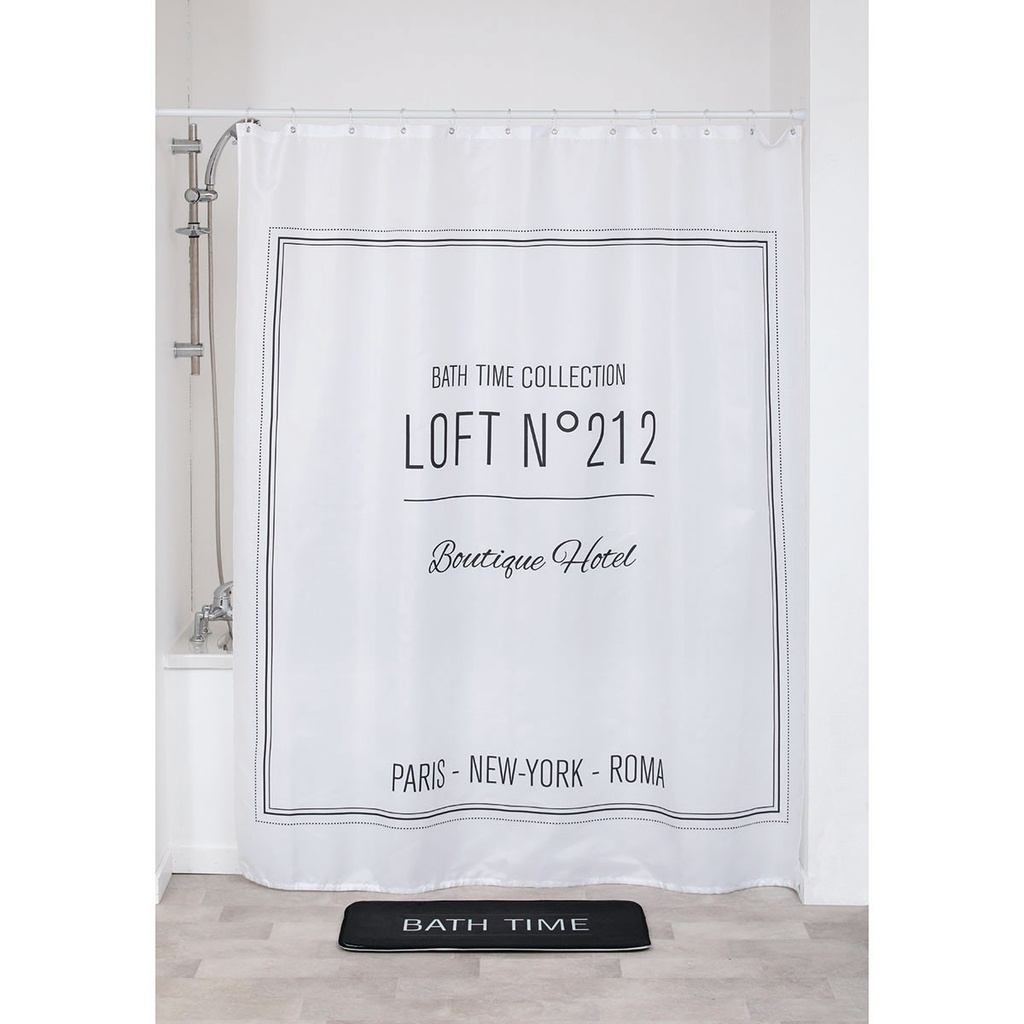 Rideau de douche polyester 180x200cm - neo retro blanc