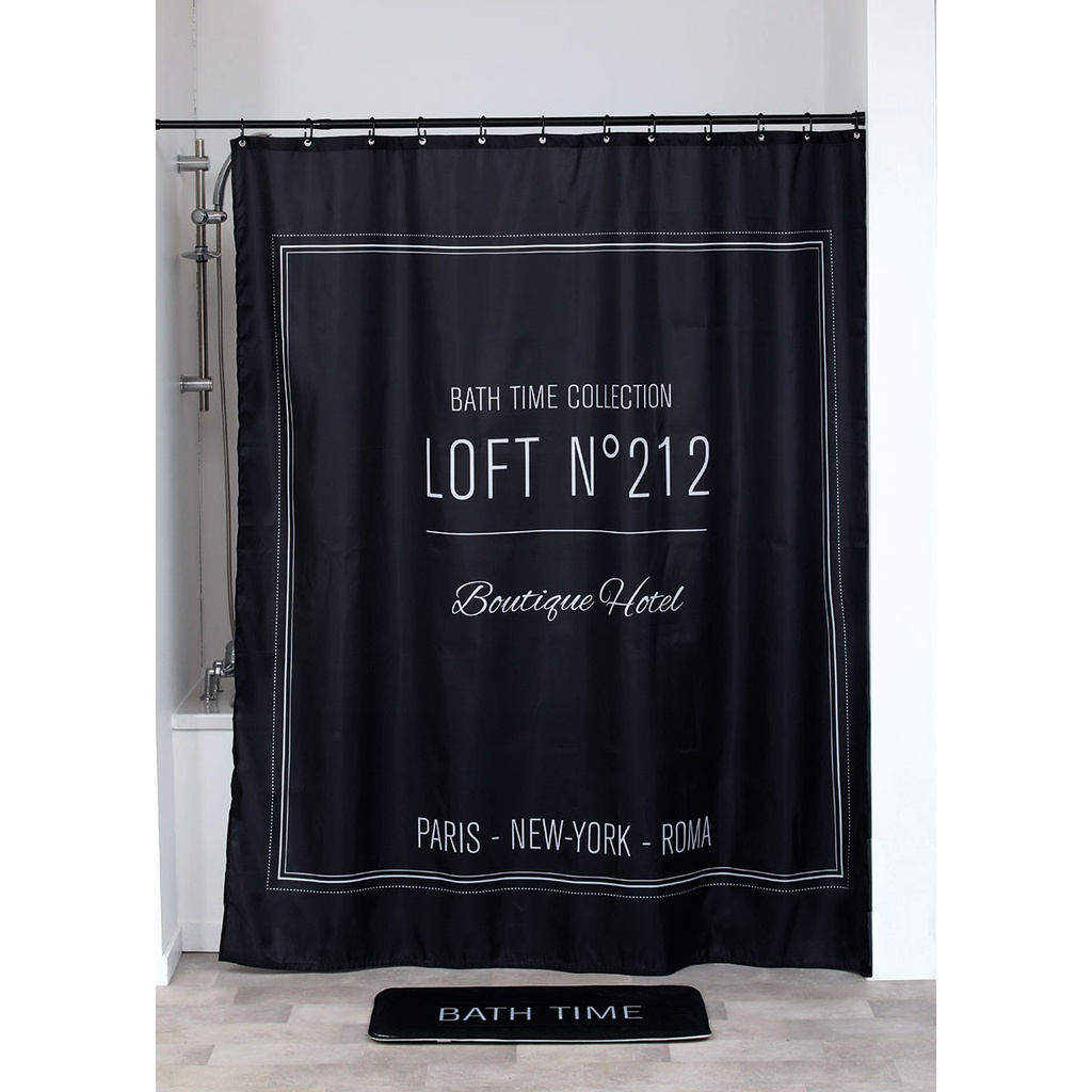 Rideau de douche polyester 180x200 cm - neo retro noir