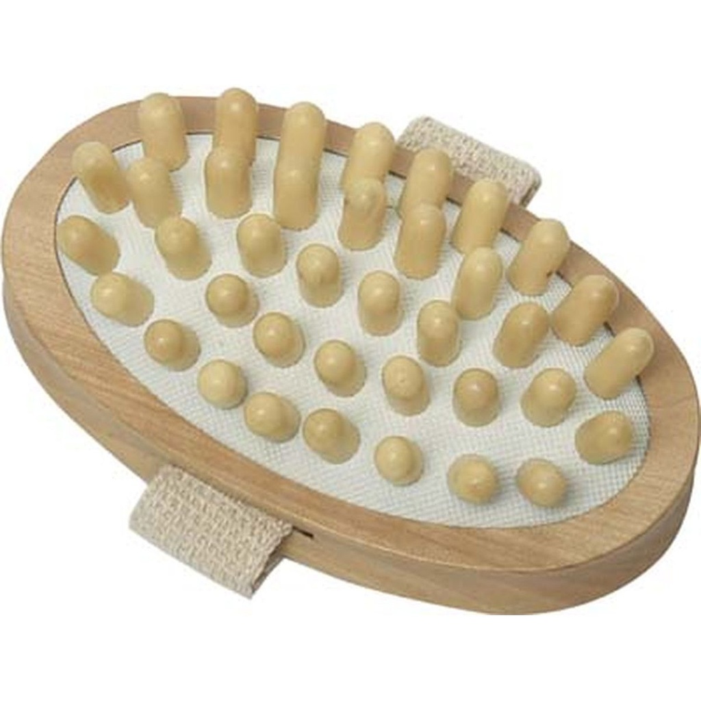 Brosse de massage corps ovale bois - naturel