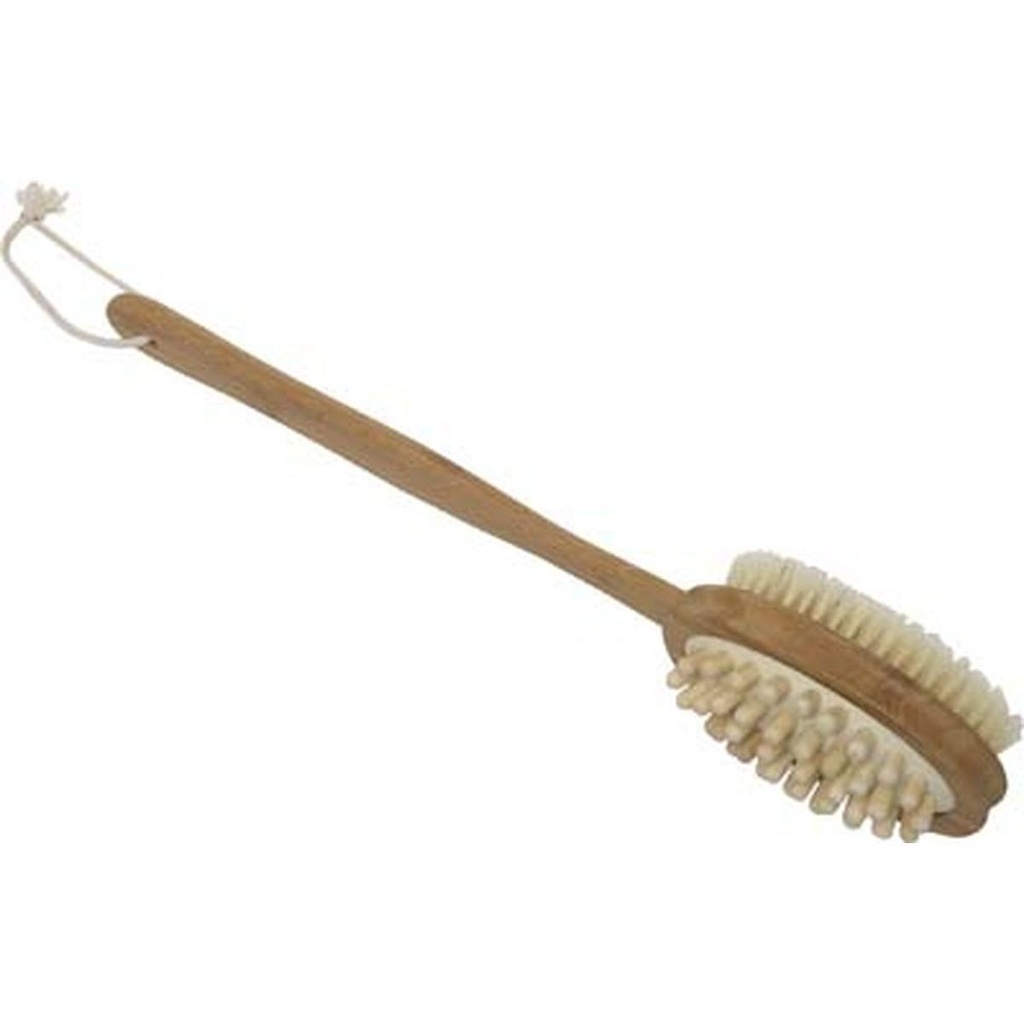 Brosse corps/massage double face avec manche - bambou