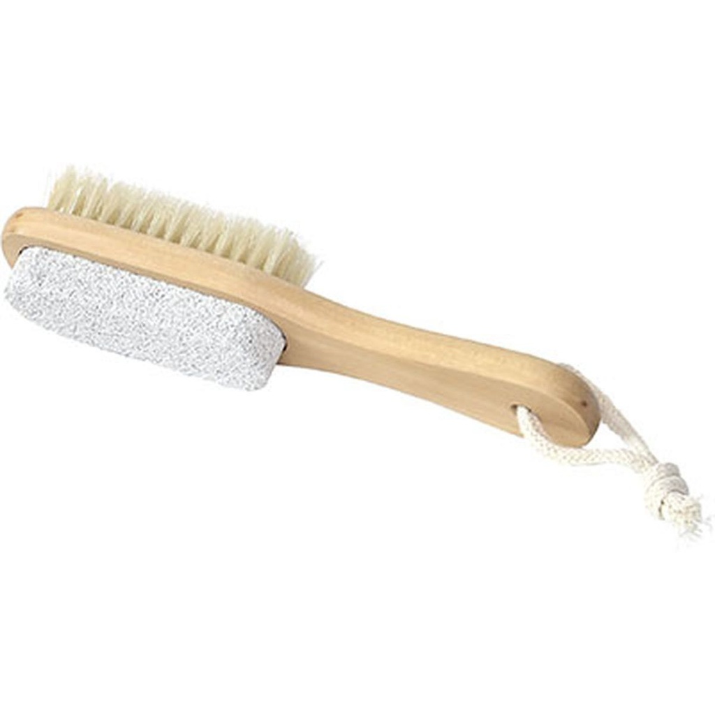 Brosse bois pr soins des pieds 1 face pierre ponce 1 face brosse - naturel