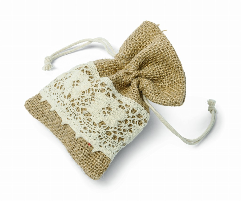 5 pochons jute & dentelle 13x10cm