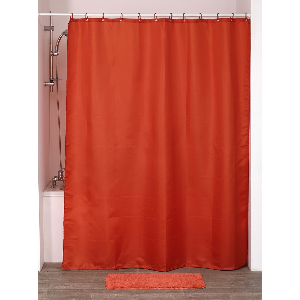 Rideau de douche polyester 180x200 cm/12 anneaux pp - orange