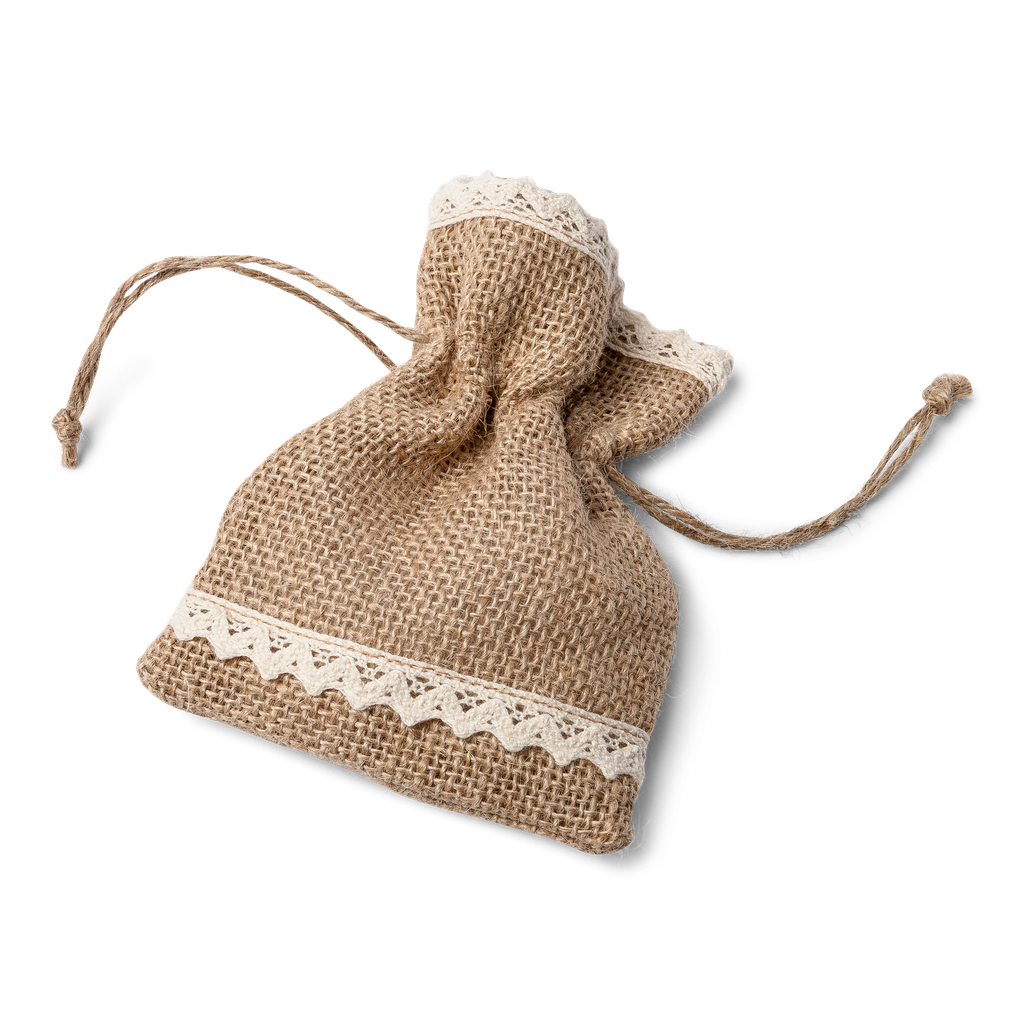 5 pochons jute & dentelle 14x10cm