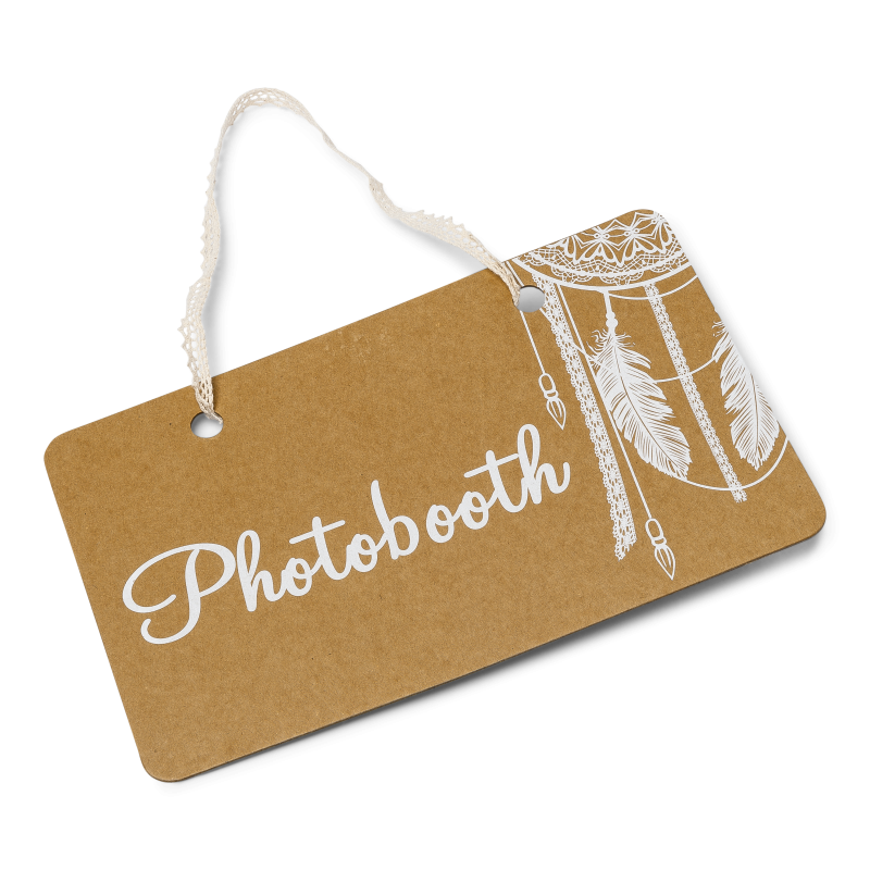 Pancarte boho "photobooth" 25x15.5c m kraft double face
