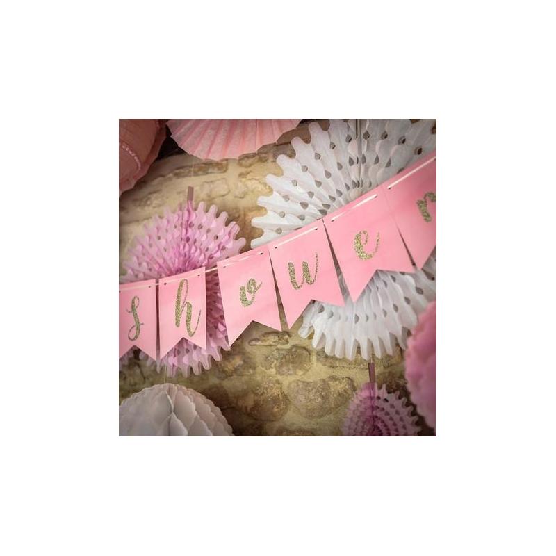 Guirlande baby shower papier rose e