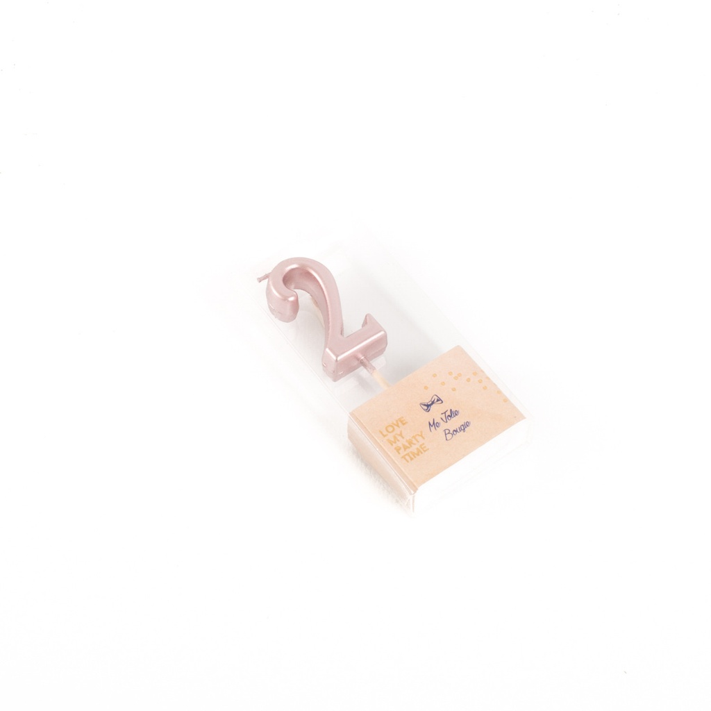 Bougie chiffre 2 metal rose gold 4.3cm sur pic
