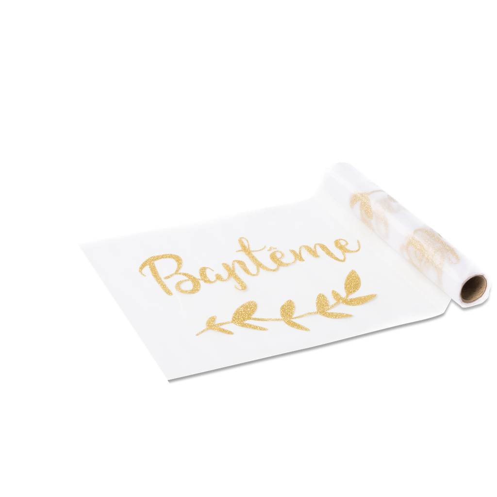 Chemin de table bapteme organza pai