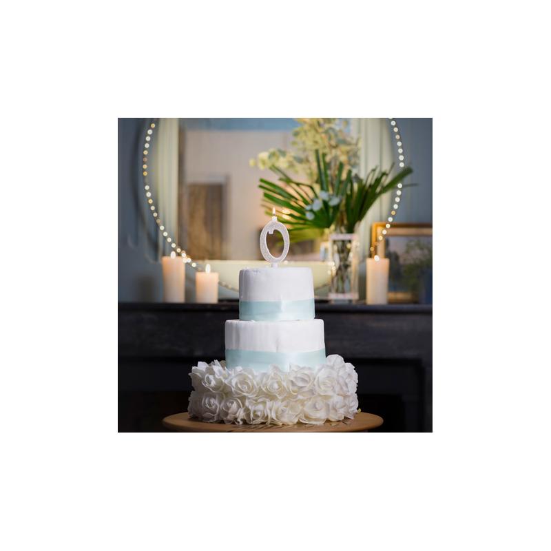 Bougie "0" calligraphie paillettes