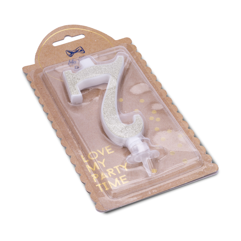 Bougie "7" calligraphie paillettes