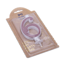 Bougie chiffre "6" calligraphie ros