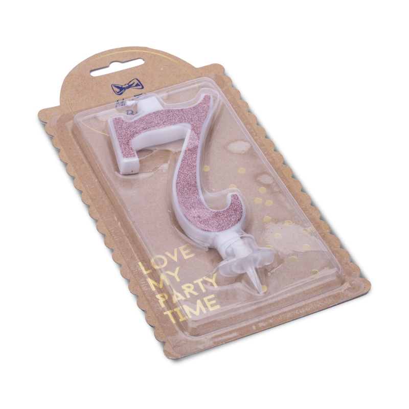 Bougie chiffre "7" calligraphie ros